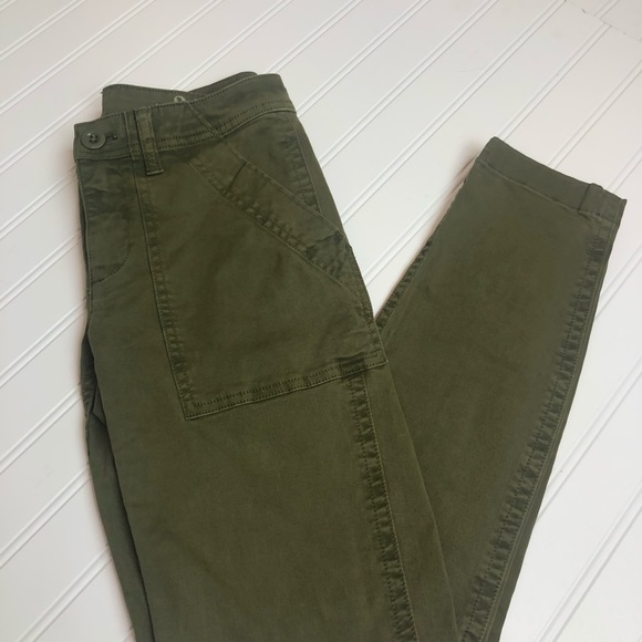 J. Crew Skinny Green Twill Utility Washed Pant - Picture 2 of 10
